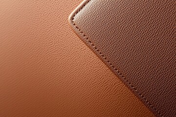 Poster - Close-up view of a rich brown leather background, highlighting intricate stitching details and luxurious texture, offering a sophisticated and tactile visual experience