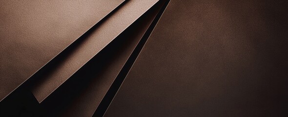 Poster - geometric composition showcasing overlapping sheets of brown textured paper, forming an abstract des