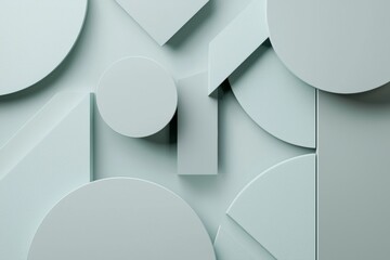 Poster - featuring geometric shapes in a light green hue, creating a modern and abstract background design. p