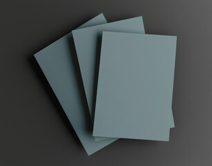 Poster - Four blank overlapping cards with soft shadows creating a minimalist and elegant composition on a dark gray textured background, ideal for showcasing designs, messages, or branding