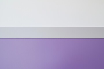 Poster - Minimalist interior design featuring a striking purple wall, a crisp white ceiling, and a sleek gray stripe, creating a modern, stylish ambiance that enhances any space