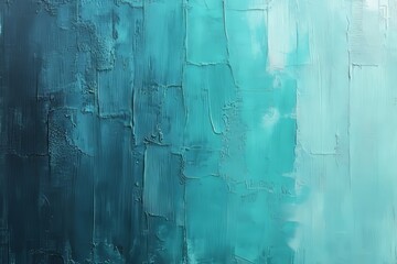 Poster - Abstract teal and turquoise oil painting with thick brushstrokes, creating a textured, gradient effect.