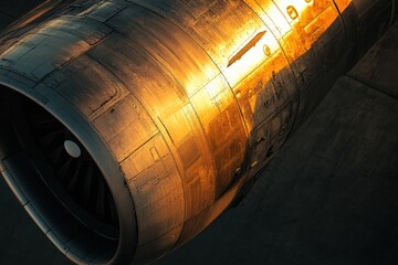 Poster - beautiful sunset glow illuminating airplane wing creating a stunning visual in the sky during evenin