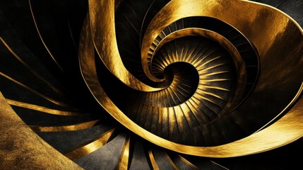 Wall Mural - Golden Spiral Staircase: A Journey of Ascent and Luxury