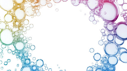 Poster - Rainbow soap bubbles frame floating on transparent background