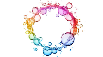 Poster - Colorful rainbow soap bubbles forming a circle on transparent background