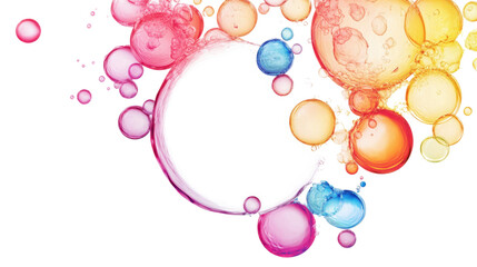 Poster - Colorful soap bubbles floating on transparent background with copy space