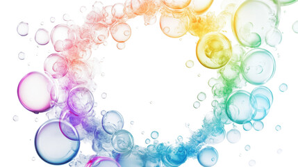 Poster - Rainbow soap bubbles frame floating on transparent background
