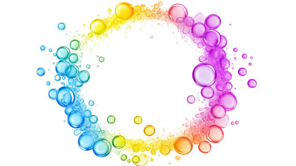 Poster - rainbow bubbles creating a colorful circle on transparent background