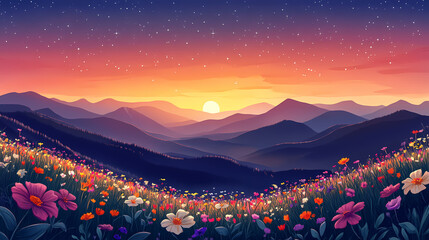 Canvas Print - panoramic mountain view