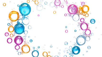 Poster - colorful bubbles floating on transparent background creating a frame