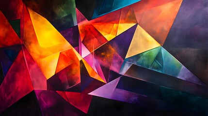 Poster - A vibrant abstract artwork featuring geometric shapes and a dynamic blend of colors, creating an energetic and modern feel that captivates and inspires creativity.