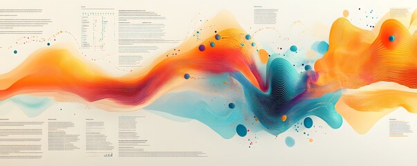 Poster - A vibrant abstract artwork featuring fluid shapes and colors, blending orange, blue, and aqua against a subtle background. Perfect for modern design projects and digital media.