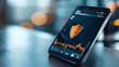 © well - Secure financial trading app on phone with protected graphs and data insights in modern digital environment