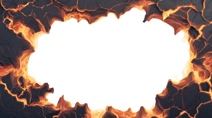 Poster - Realistic molten lava frame on transparent background
