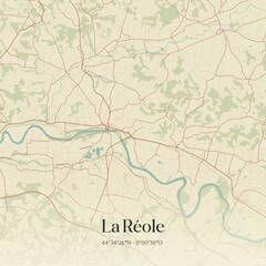  Retro map of La R�ole, Nouvelle-Aquitaine, France. Vintage street map.