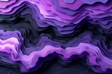 Poster - Vibrant layers of purple, lavender, and black form a rich abstract landscape. The intricate textures and fluid shapes invite exploration and evoke a sense of depth and movement.