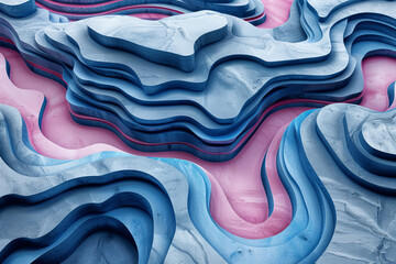 Poster - Intricate layers of blue and pink intertwine, creating a mesmerizing abstract design that evokes a sense of depth and movement. The smooth textures add an artistic flair to the composition.