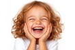 © Ivan - Portrait of adorable laughing girl holding her cheeks with hands