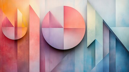 Poster - Abstract geometric art with pastel colors and textured surfaces.