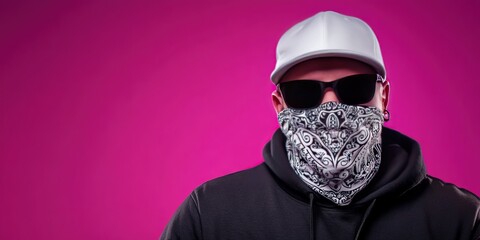 Wall Mural - gangster rapper wearing white bandana 