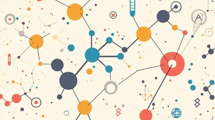 Poster - Abstract Colorful Molecular Structure Background with Geometric Shapes