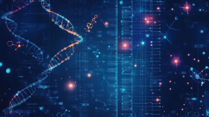 Poster - Abstract Digital Background with DNA Structure and Scientific Elements