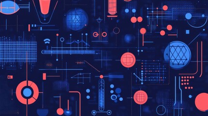 Poster - Abstract Digital Background with Geometric Shapes and Lines Design
