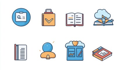 Poster - Colorful Flat Icons Representing Learning, Planning and Organization