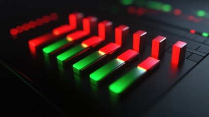 Poster - A D bar chart illustrating market fluctuations, with red and green bars highlighting gains and losses, presented in a sleek, professional style.