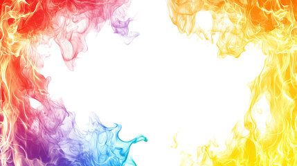 Poster - Colorful flames creating a transparent frame with copy space