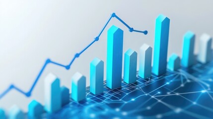 Poster - A blue and white D bar chart showing financial growth with sharp, clean lines, representing an increasing revenue stream over multiple years.