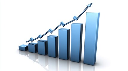 Poster - A blue and white D bar chart showing financial growth with sharp, clean lines, representing an increasing revenue stream over multiple years.
