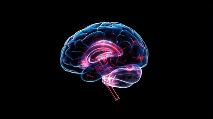 Poster - Glowing Hologram of a Brain, Representing Artificial Intelligence