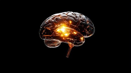 Poster - Glowing Hologram of a Brain, Representing Artificial Intelligence