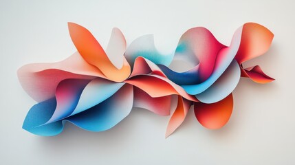 Poster - Colorful Abstract Paper Waves With Soft Curves and Patterns