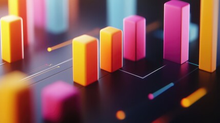 Poster - A close-up shot of a D bar chart illustrating sales growth over a quarter, with animated bars rising and detailed labels, capturing the essence of business performance and data visualization.