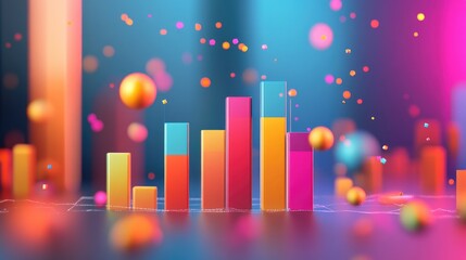Poster - A dynamic D bar graph showing quarterly financial growth, with vibrant colors and data points emphasizing key market trends and corporate revenue projections.