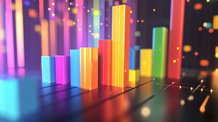 Poster - A dynamic D bar graph showing quarterly financial growth, with vibrant colors and data points emphasizing key market trends and corporate revenue projections.