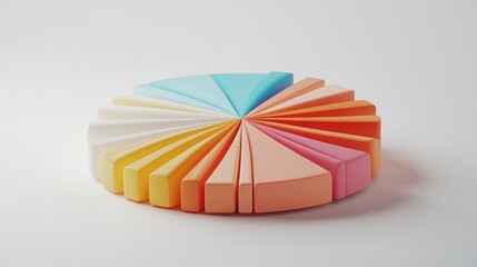 Fototapete - A dynamic D pie chart illustrating survey results, with animated segments expanding and retracting, set against a clean white background to emphasize clarity and engagement in data presentation.