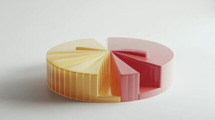Fototapete - A dynamic D pie chart illustrating survey results, with animated segments expanding and retracting, set against a clean white background to emphasize clarity and engagement in data presentation.