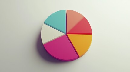 Fototapete - A dynamic D pie chart illustrating survey results, with animated segments expanding and retracting, set against a clean white background to emphasize clarity and engagement in data presentation.