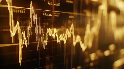 Poster - A high-definition image of a gold price chart on a computer screen, showing a rising trend with golden line graphs and financial data displayed.