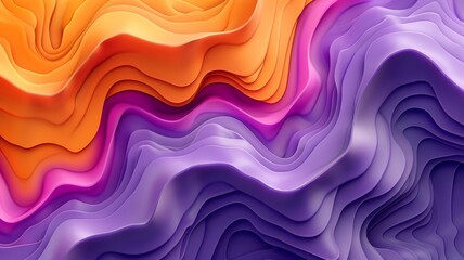 Fototapete - Bright waves of orange, pink, and purple intertwine, forming a dynamic and eye-catching abstract pattern. This design showcases flowing lines that evoke energy and creativity.