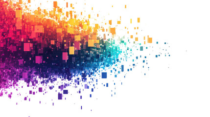 Poster - Colorful pixelated squares dissolving into transparent background