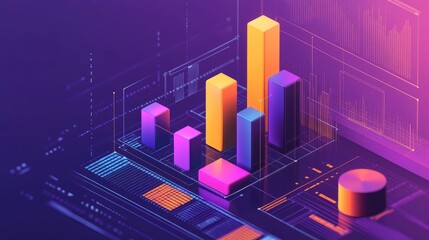 Poster - A stylized D bar chart emerging from a digital interface, showcasing real-time data updates and analytics, with a tech-inspired background to convey innovation and progress in data science.