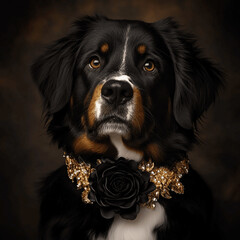 Wall Mural - bernese with a black rose collar 