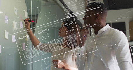 Poster - Image of data processing over diverse business people in office