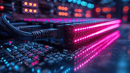Poster - Illuminated Computer Hardware Component Closeup