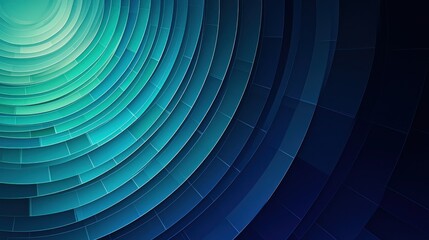 Poster - Abstract Circular Pattern in Cool Tones with Gradients of Blue Green